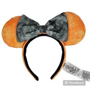 Disney Parks 2022 Halloween Orange Acid Wash Minnie Mouse Ears Headband NWT